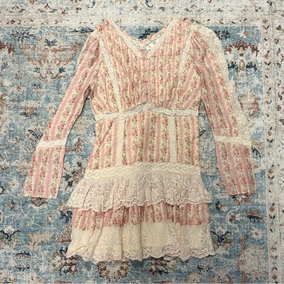 Loveshackfancy Pirelle Mini Dress in Frosted Petal Pink - Picture 4 of 9